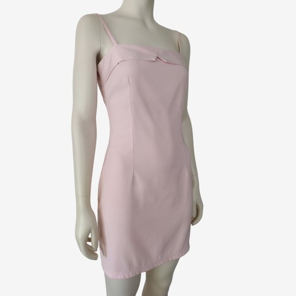 Vintage 1990s Pia Baby Pink Spaghetti Strap Mini Sheath Dress Size 6 / 8 - Picture 4 of 15